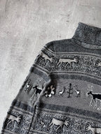 Chanel Deer Cashmere Turtleneck Sweater Grey Women - S