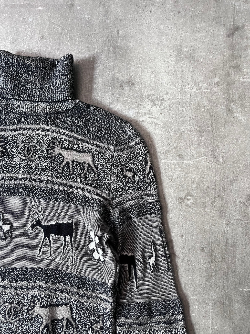 Chanel Deer Cashmere Turtleneck Sweater Grey Women - S