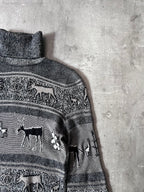 Chanel Deer Cashmere Turtleneck Sweater Grey Women - S