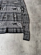 Chanel Deer Cashmere Turtleneck Sweater Grey Women - S