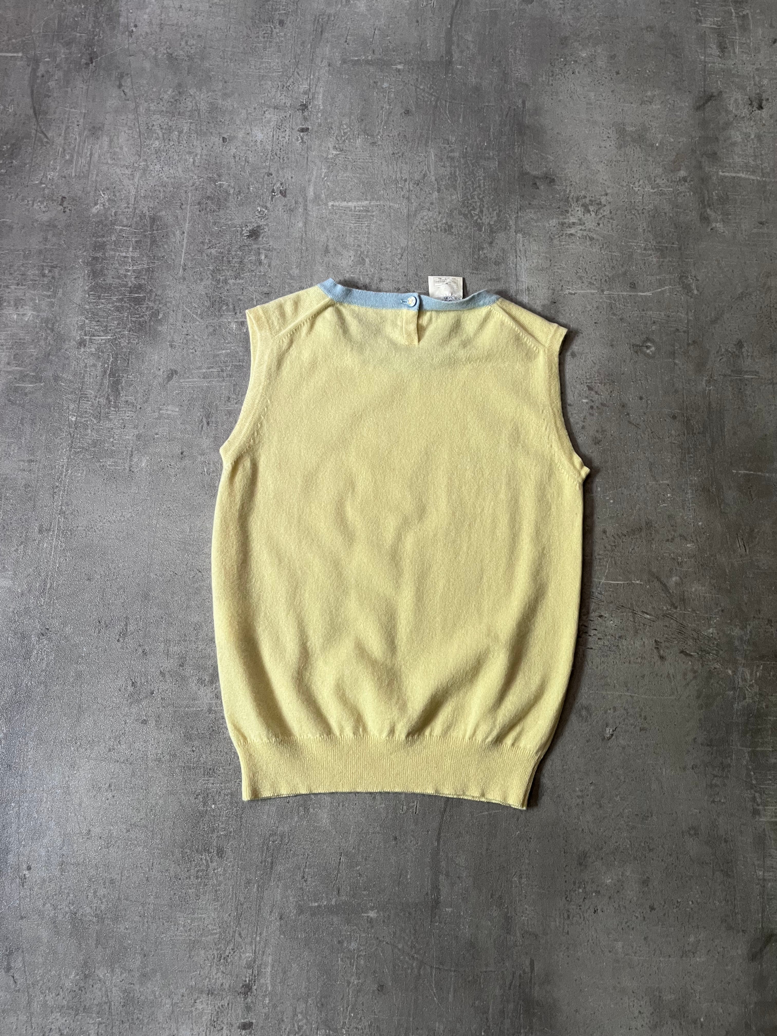 Chanel Vintage Cashmere Yellow Vest Sweater Women - M