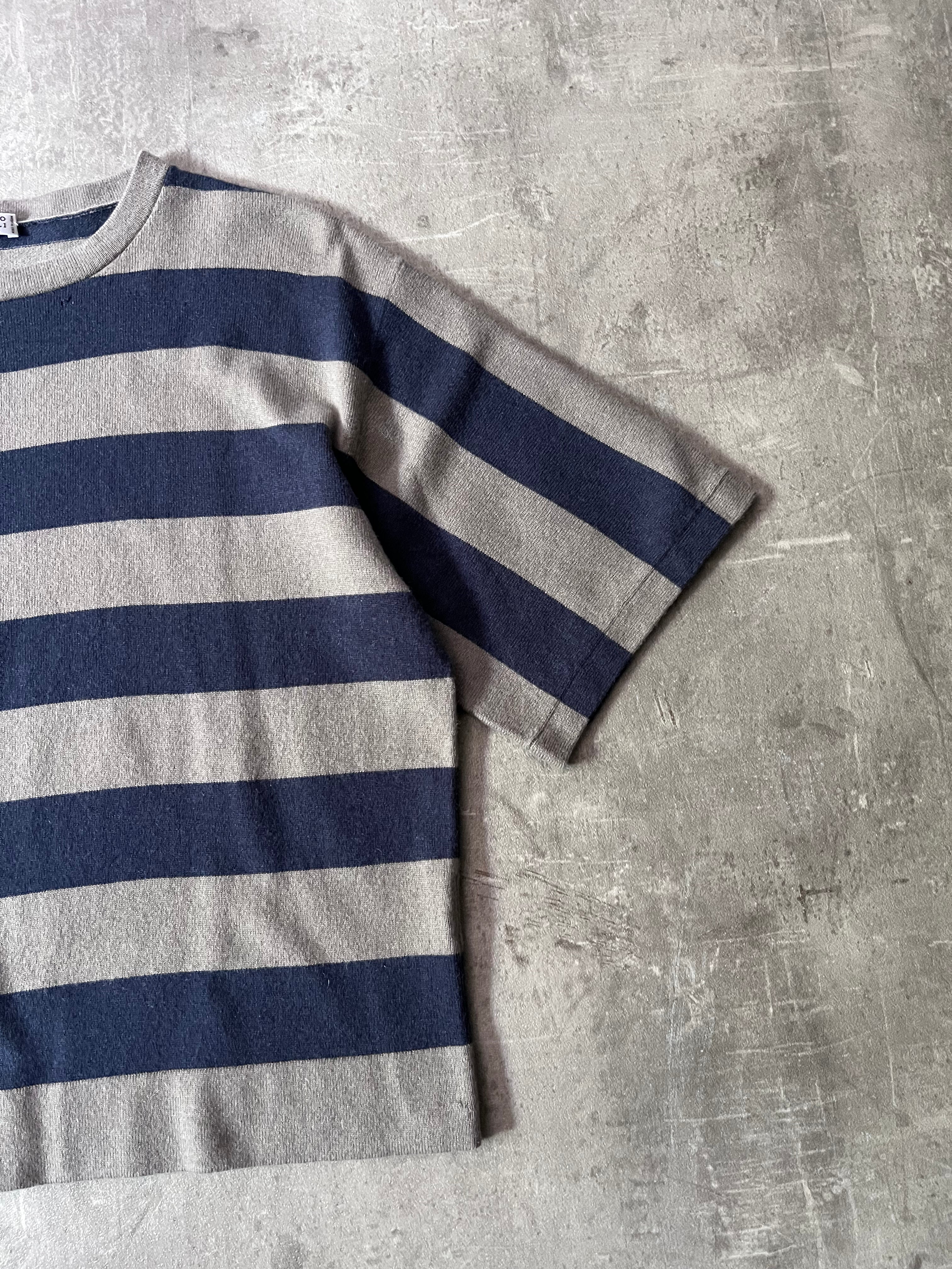 Brunello Cucinelli Cashmere Striped T-shirt Grey Blue Women - M