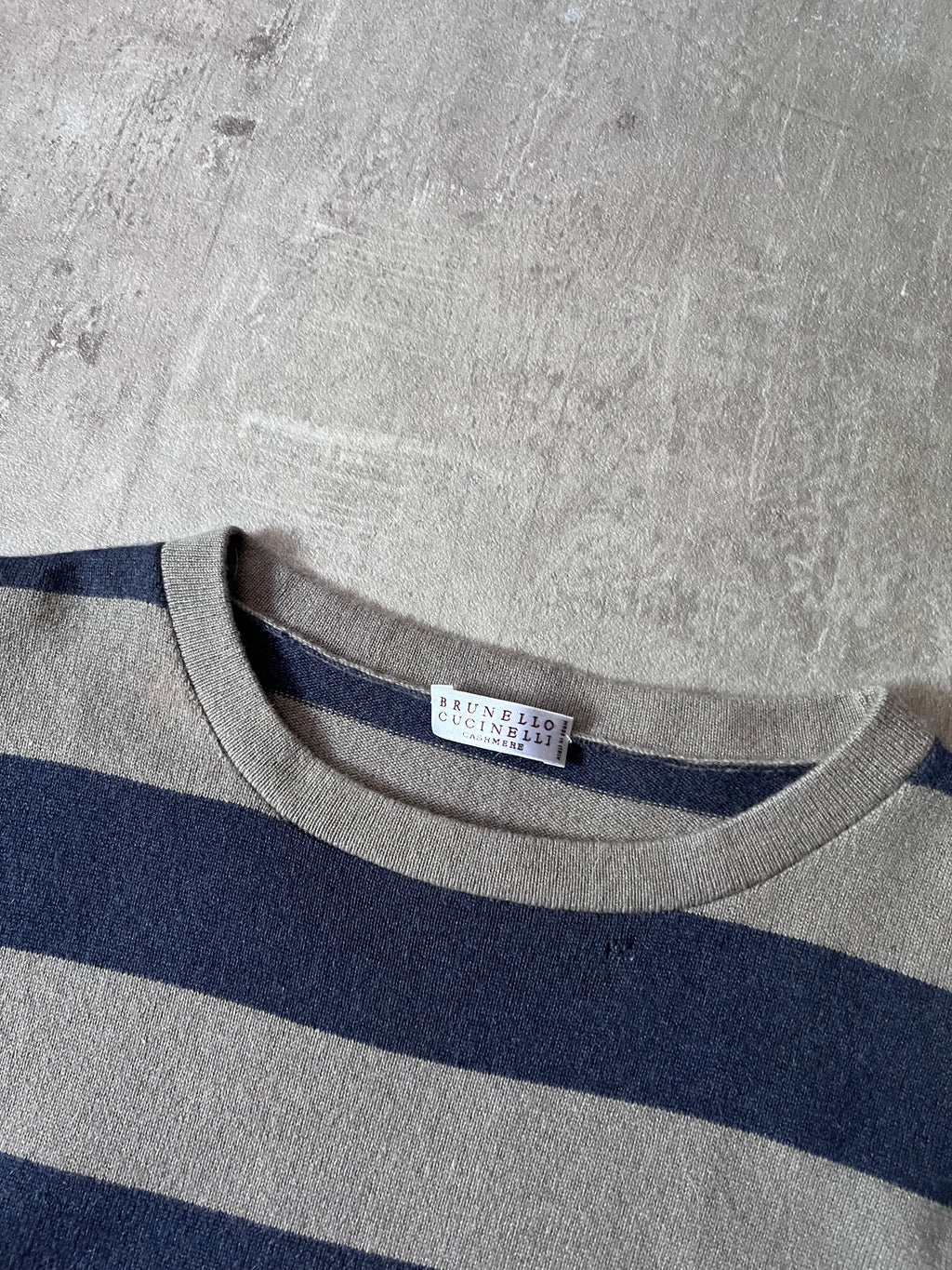 Brunello Cucinelli Cashmere Striped T-shirt Grey Blue Women - M