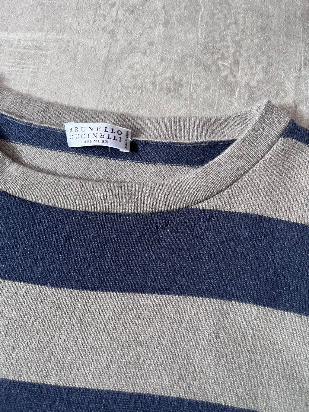 Brunello Cucinelli Cashmere Striped T-shirt Grey Blue Women - M