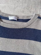 Brunello Cucinelli Cashmere Striped T-shirt Grey Blue Women - M
