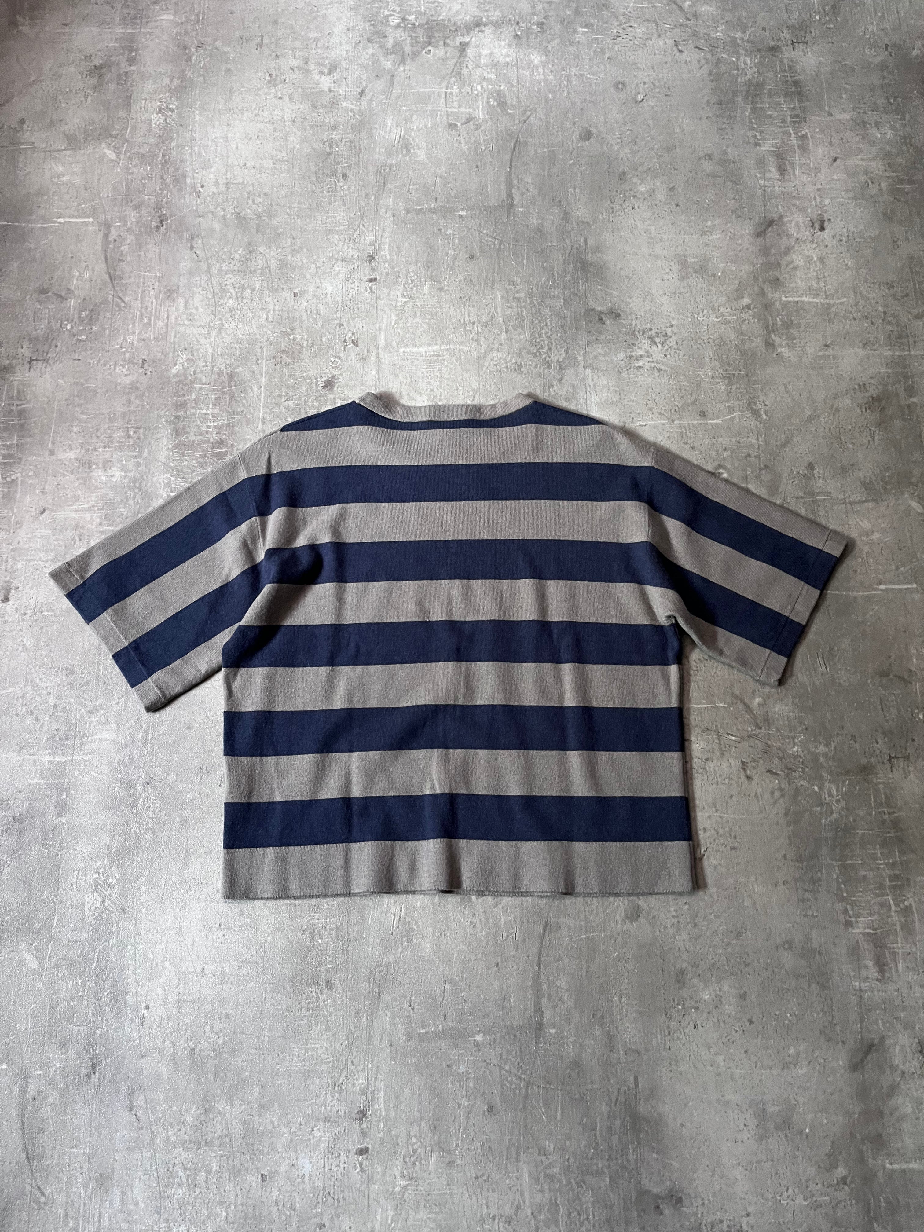 Brunello Cucinelli Cashmere Striped T-shirt Grey Blue Women - M