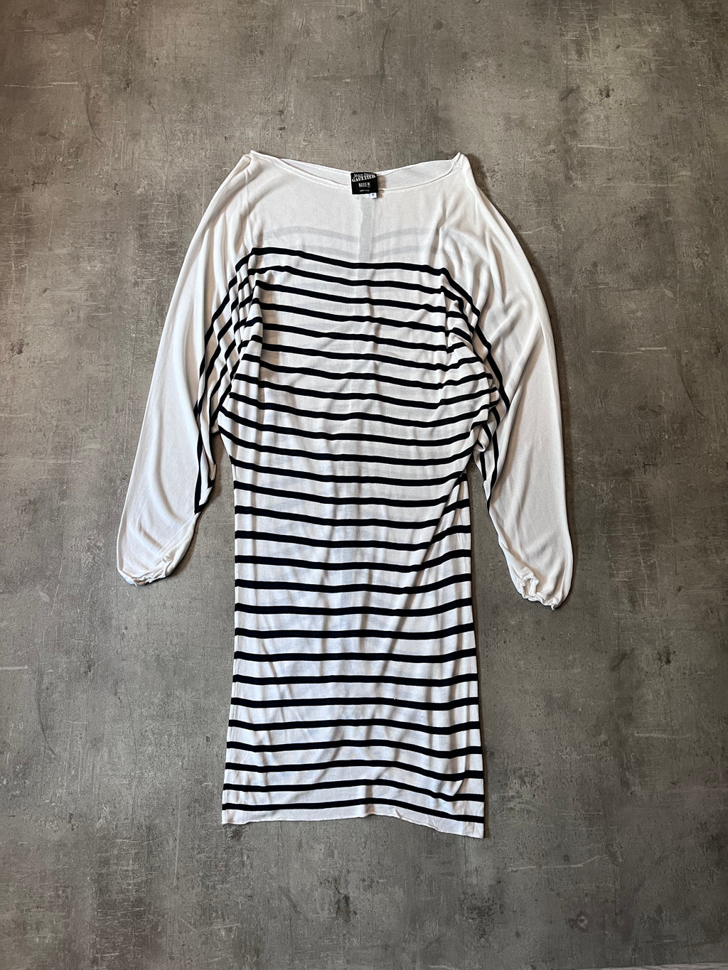 Jean Paul Gaultier Loose Viscose Sailor Stripes Dress White Women - S