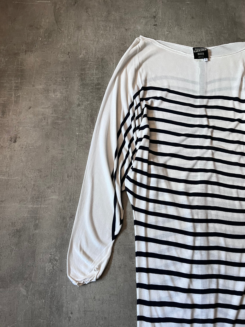 Jean Paul Gaultier Loose Viscose Sailor Stripes Dress White Women - S
