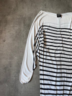 Jean Paul Gaultier Loose Viscose Sailor Stripes Dress White Women - S