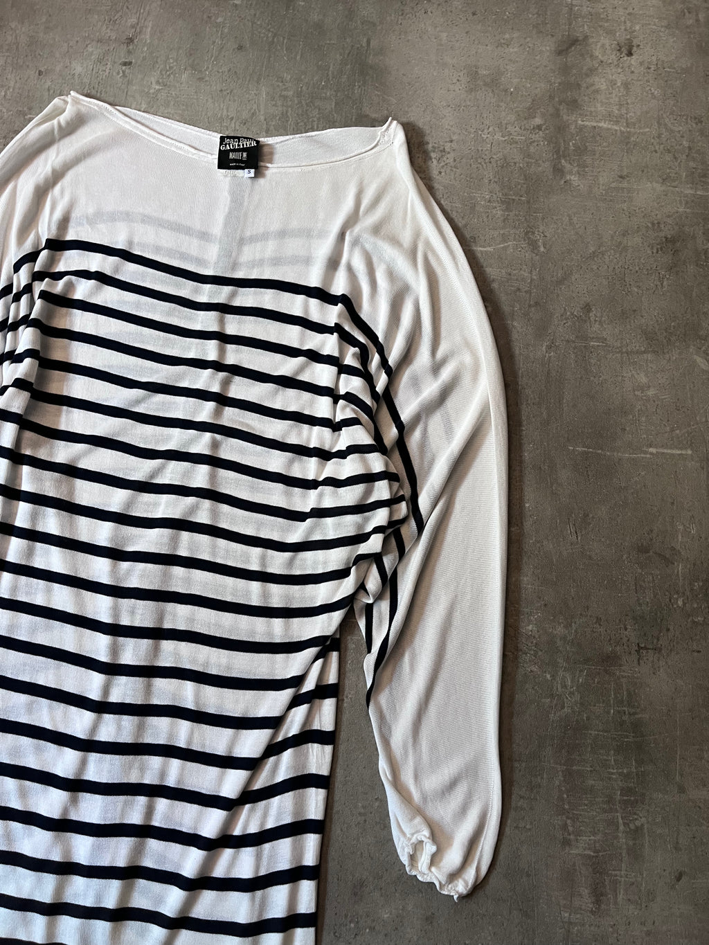 Jean Paul Gaultier Loose Viscose Sailor Stripes Dress White Women - S