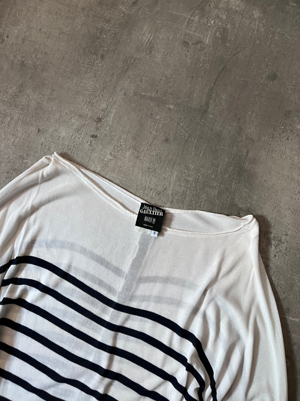 Jean Paul Gaultier Loose Viscose Sailor Stripes Dress White Women - S