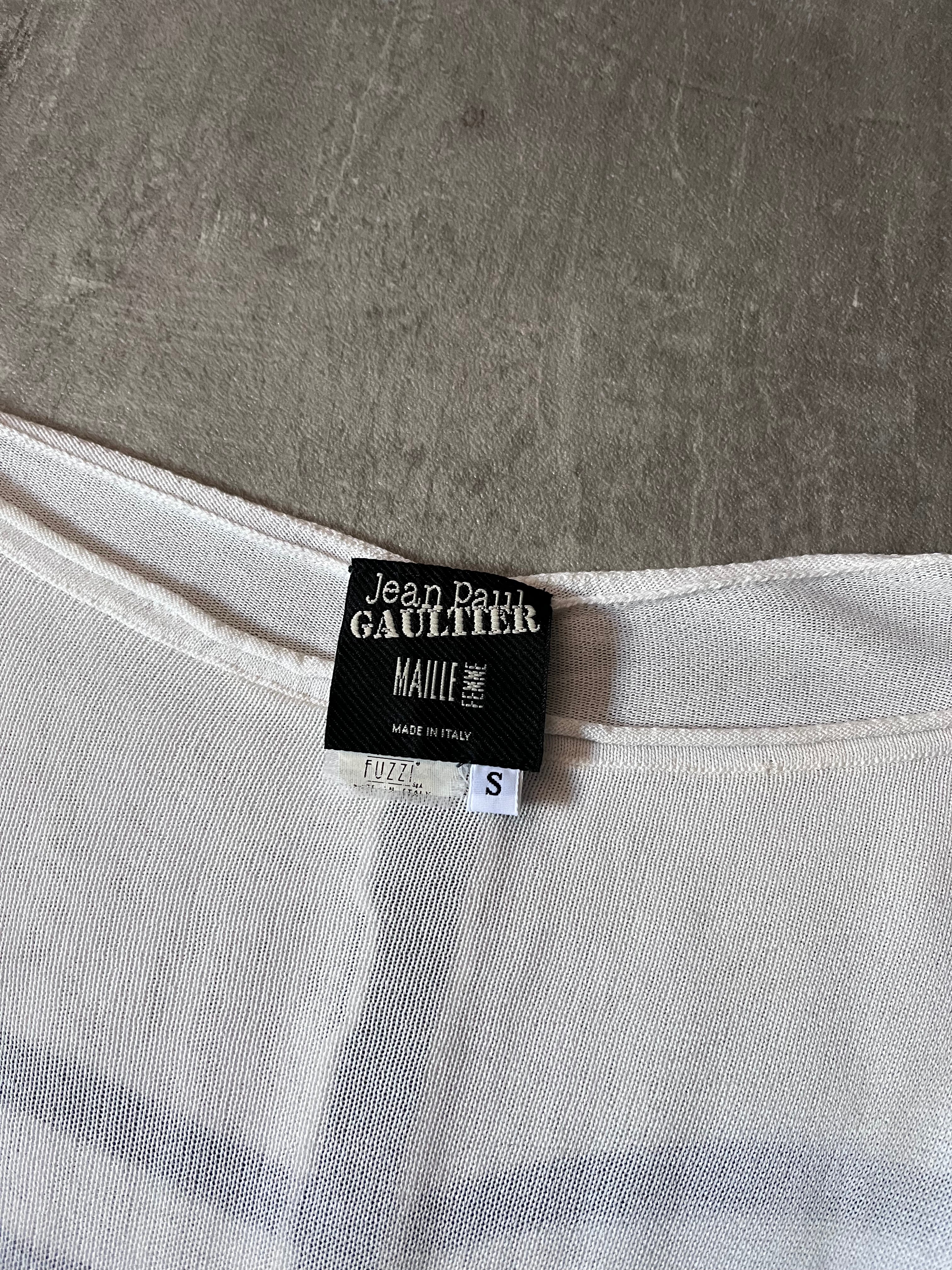 Jean Paul Gaultier Loose Viscose Sailor Stripes Dress White Women - S
