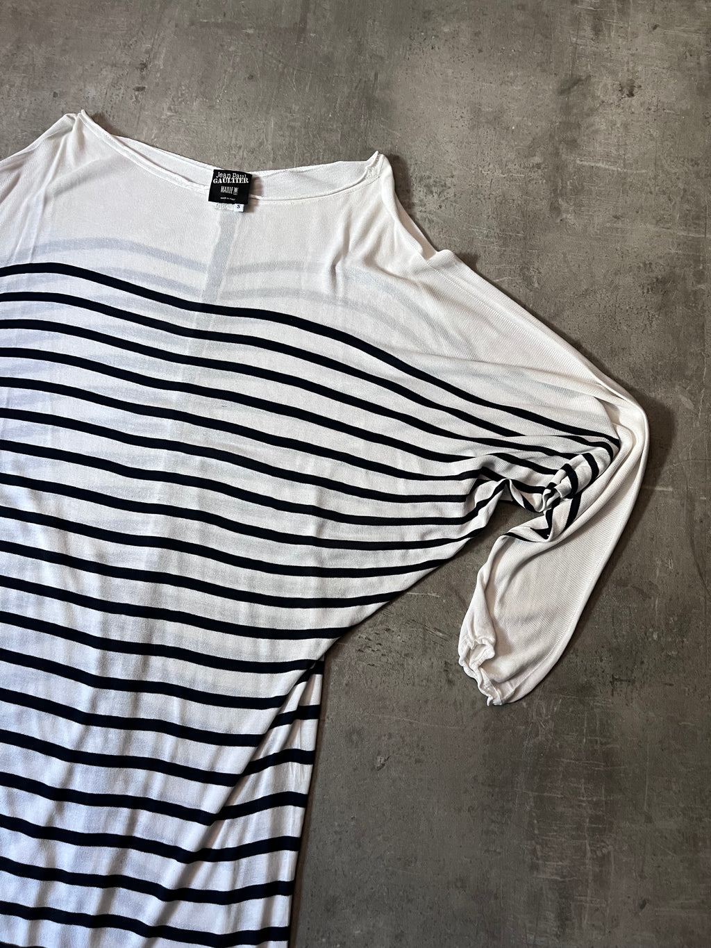 Jean Paul Gaultier Loose Viscose Sailor Stripes Dress White Women - S