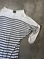 Jean Paul Gaultier Loose Viscose Sailor Stripes Dress White Women - S