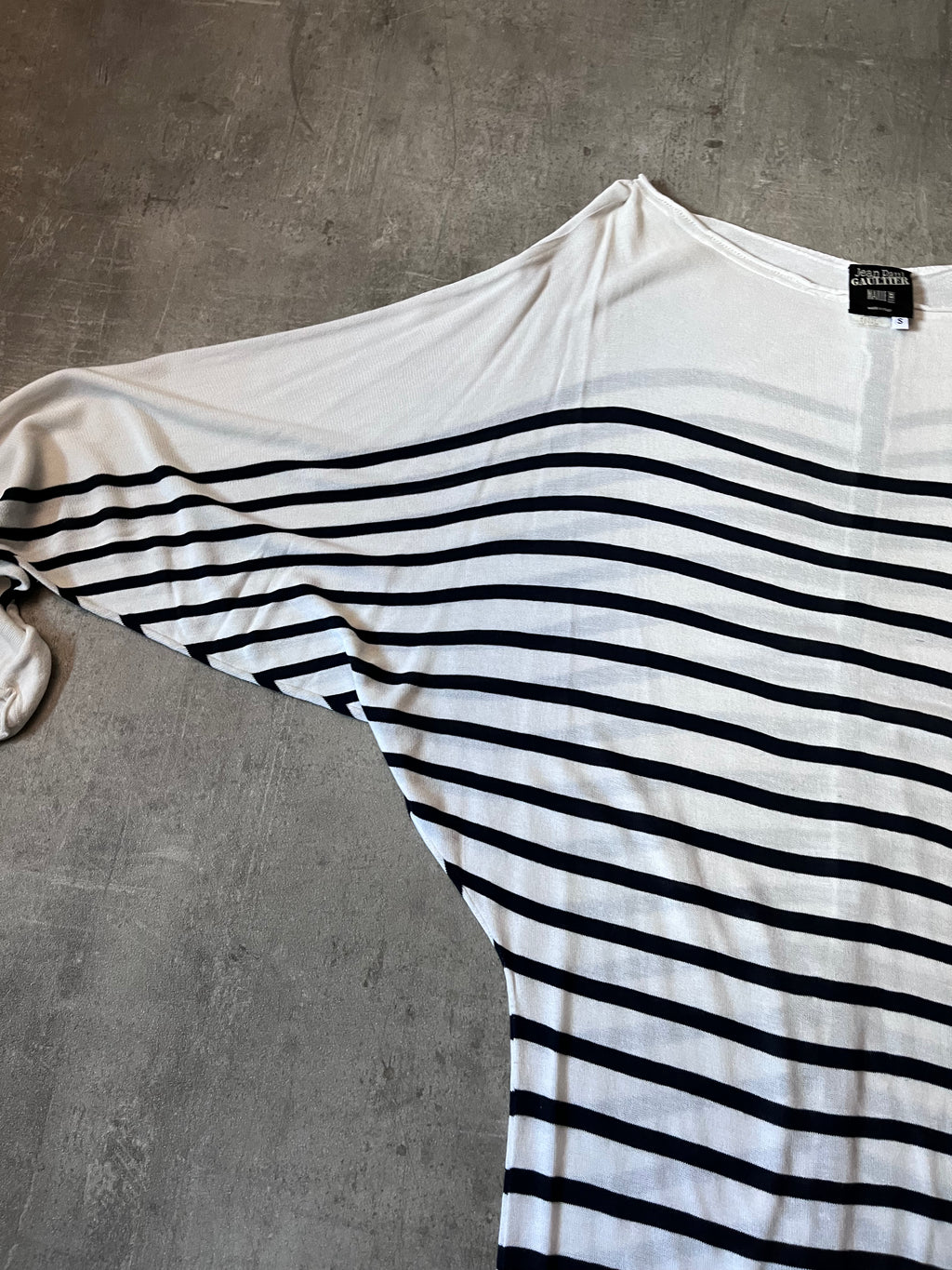 Jean Paul Gaultier Loose Viscose Sailor Stripes Dress White Women - S