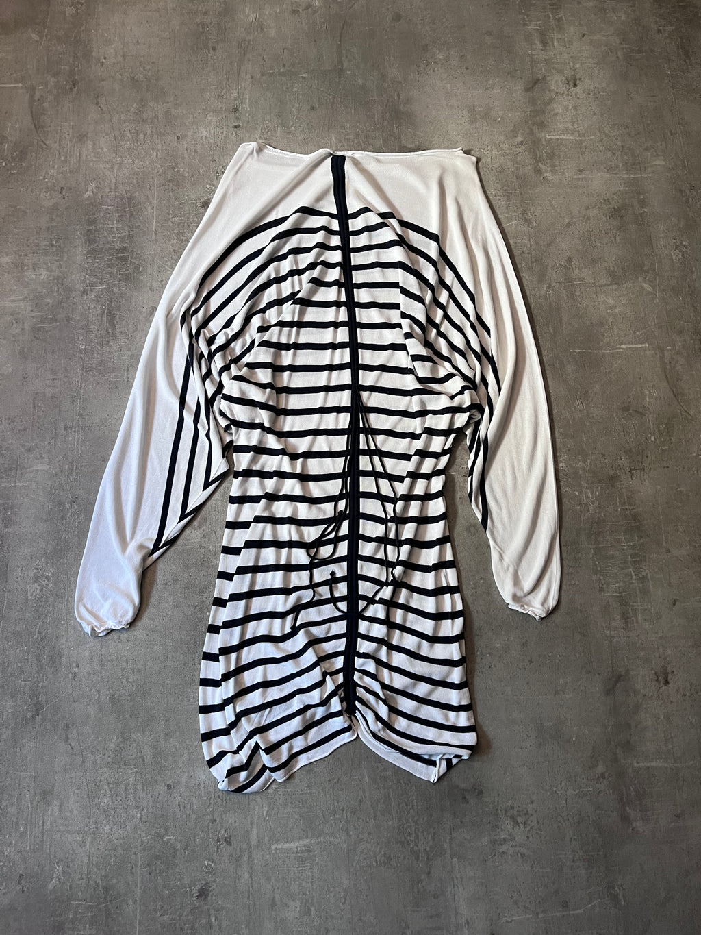 Jean Paul Gaultier Loose Viscose Sailor Stripes Dress White Women - S
