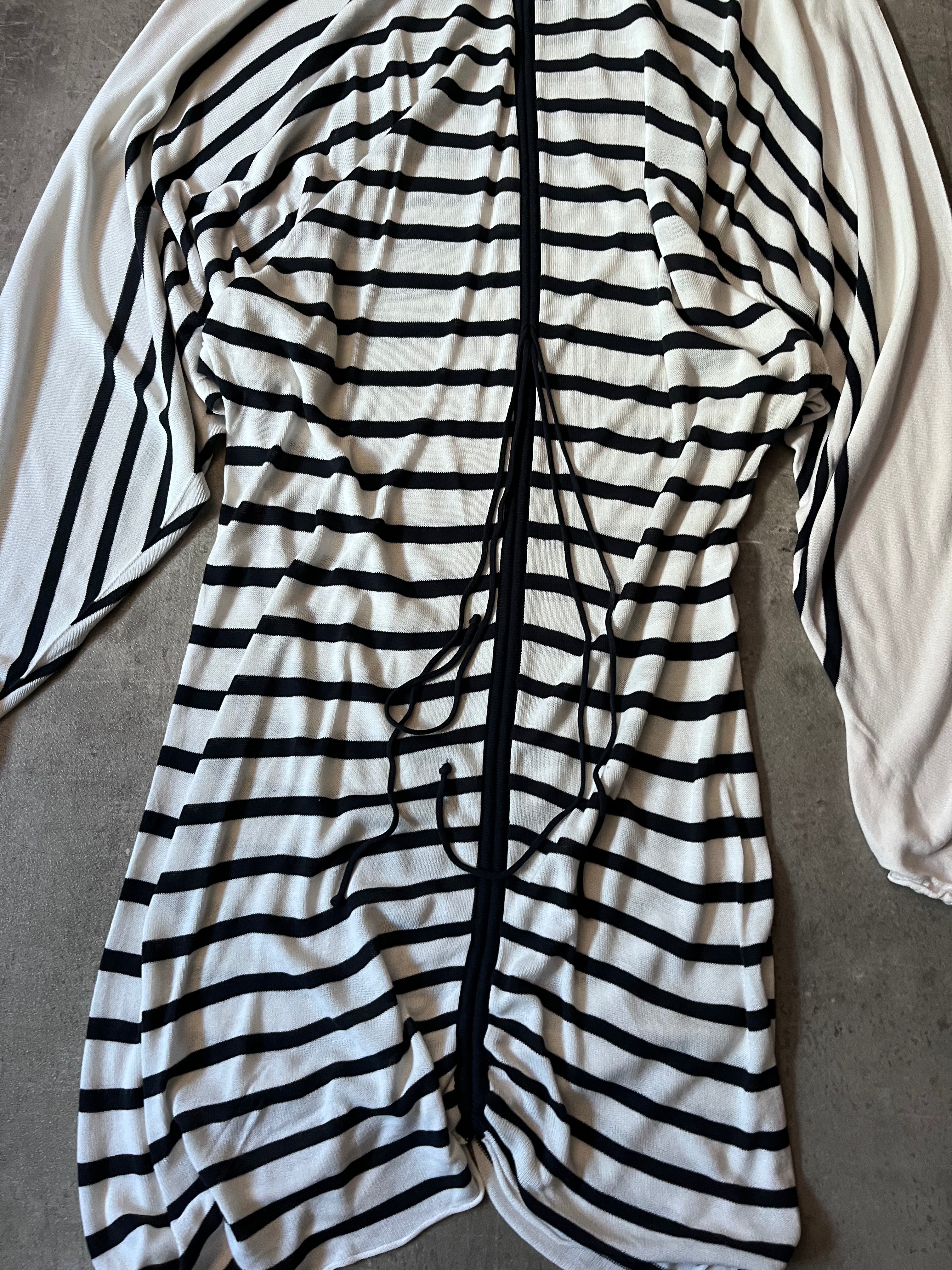 Jean Paul Gaultier Loose Viscose Sailor Stripes Dress White Women - S