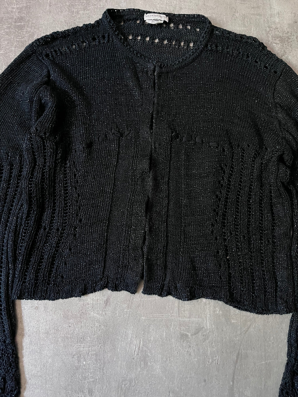 Dries Van Noten Shiny Effect Linen Sweater Black Women - S