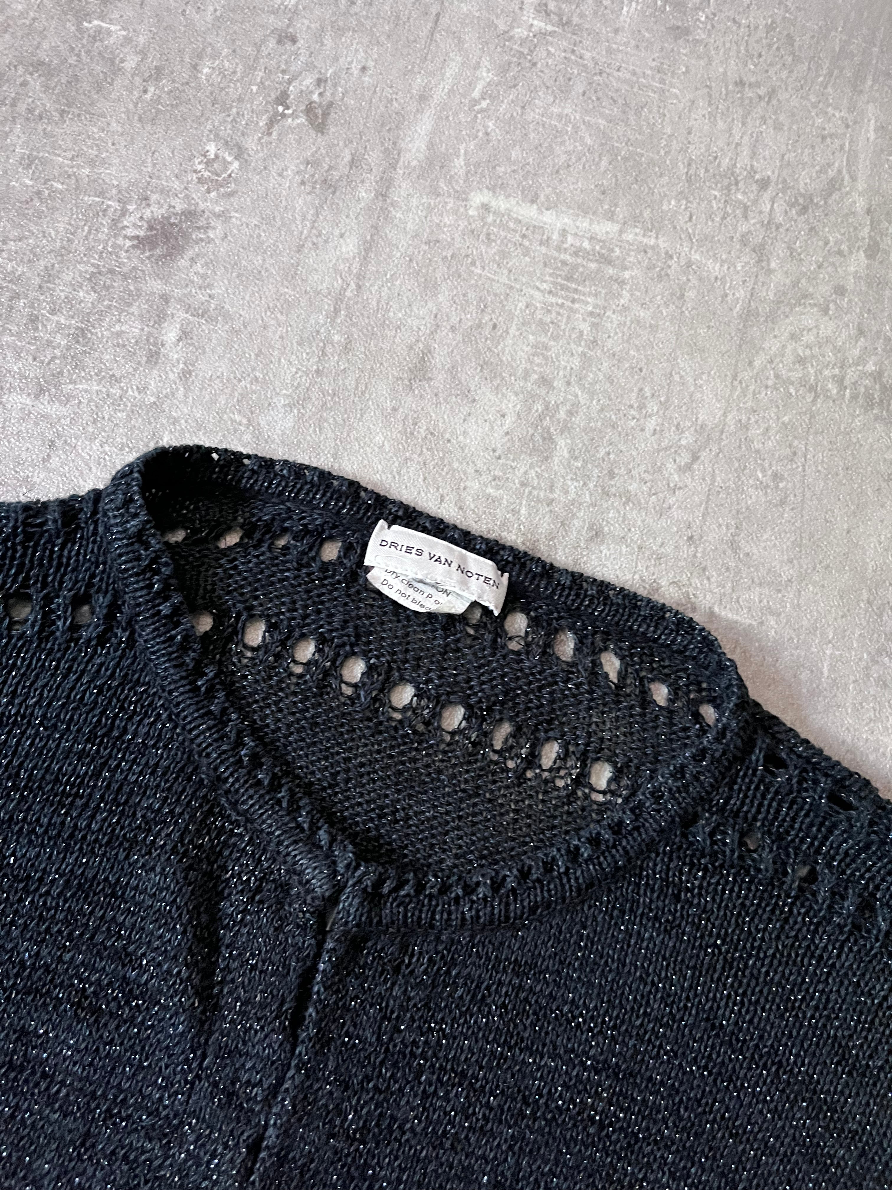 Dries Van Noten Shiny Effect Linen Sweater Black Women - S