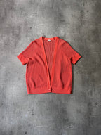 Hermes Deep V-Neck Cotton Silk Cardigan Sweater Orange Women - M