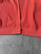 Hermes Deep V-Neck Cotton Silk Cardigan Sweater Orange Women - M