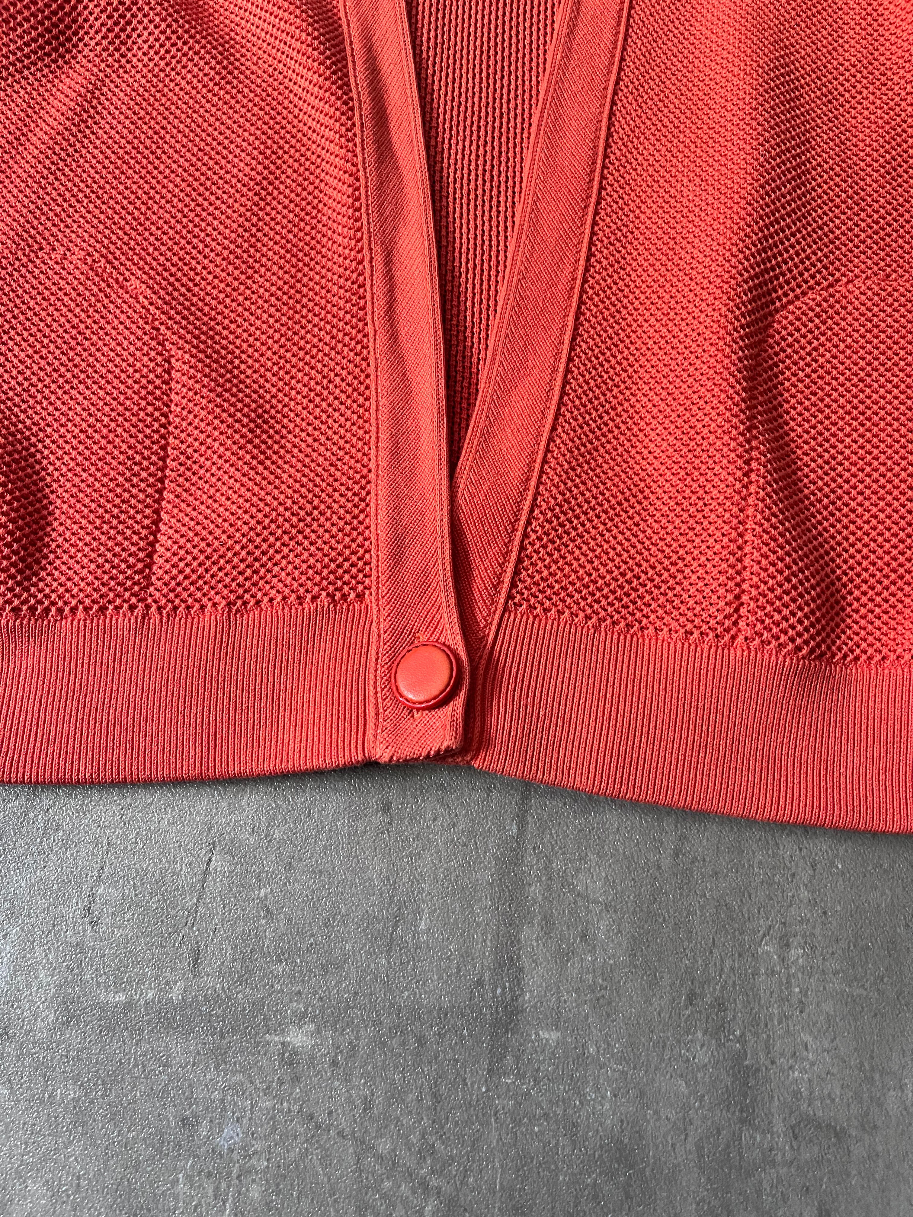 Hermes Deep V-Neck Cotton Silk Cardigan Sweater Orange Women - M