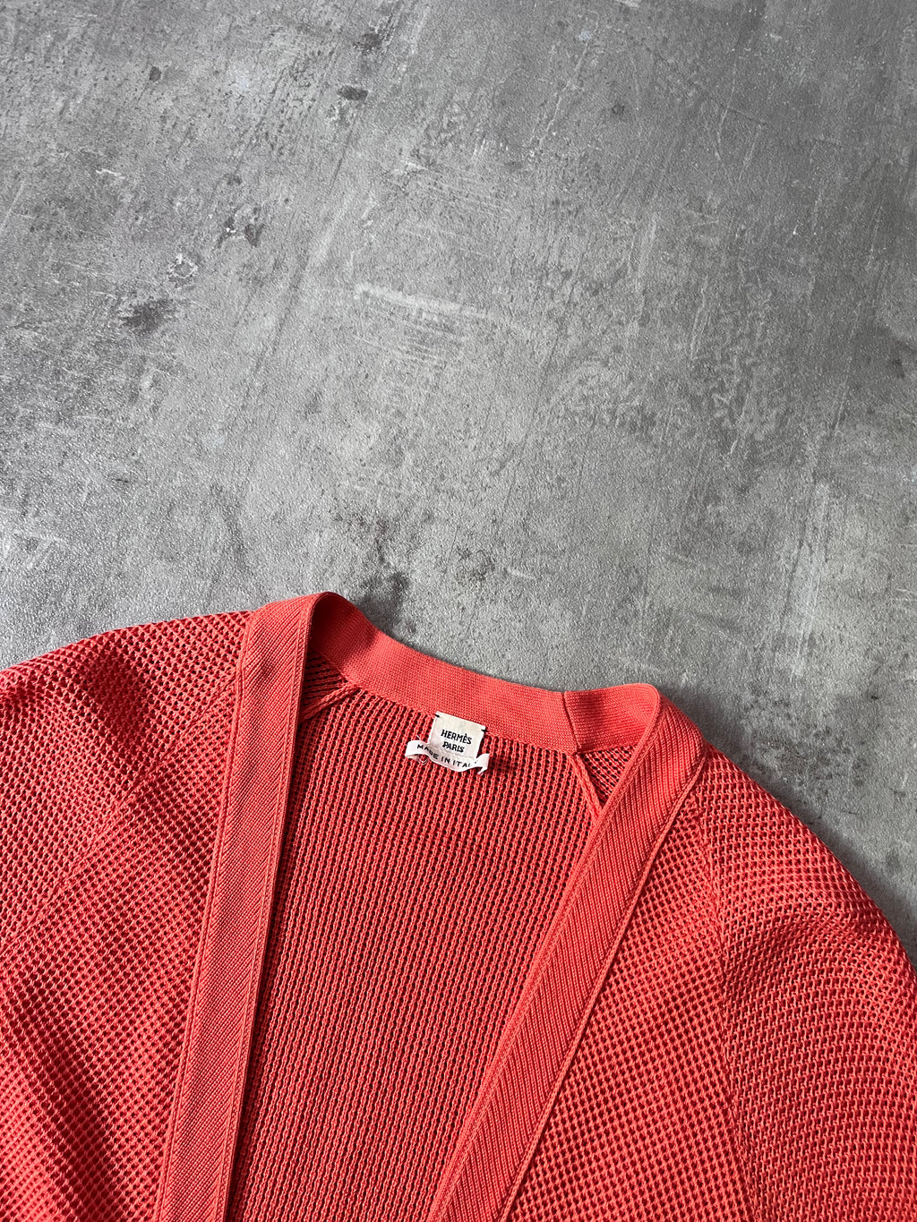 Hermes Deep V-Neck Cotton Silk Cardigan Sweater Orange Women - M
