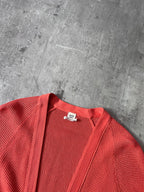 Hermes Deep V-Neck Cotton Silk Cardigan Sweater Orange Women - M