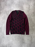 F/W 2009 Gucci Cashmere V-Neck Animal Print Sweater Burgundy Black Unisex - XL