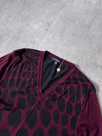 F/W 2009 Gucci Cashmere V-Neck Animal Print Sweater Burgundy Black Unisex - XL