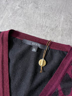 F/W 2009 Gucci Cashmere V-Neck Animal Print Sweater Burgundy Black Unisex - XL