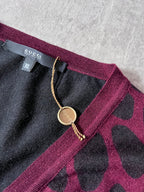 F/W 2009 Gucci Cashmere V-Neck Animal Print Sweater Burgundy Black Unisex - XL