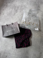 F/W 2009 Gucci Cashmere V-Neck Animal Print Sweater Burgundy Black Unisex - XL