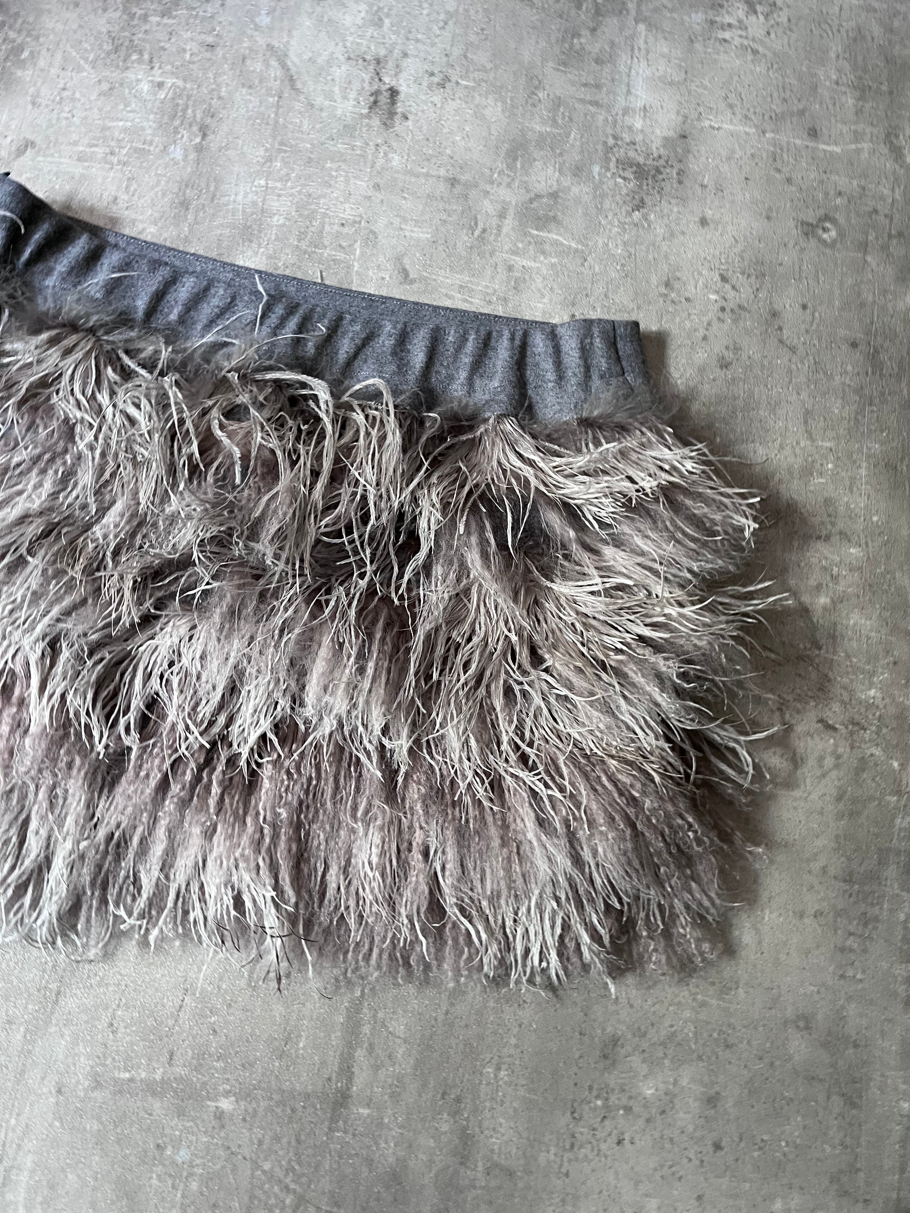 Brunello Cucinelli Ostrich Feather Mini Skirt Grey Women - XL