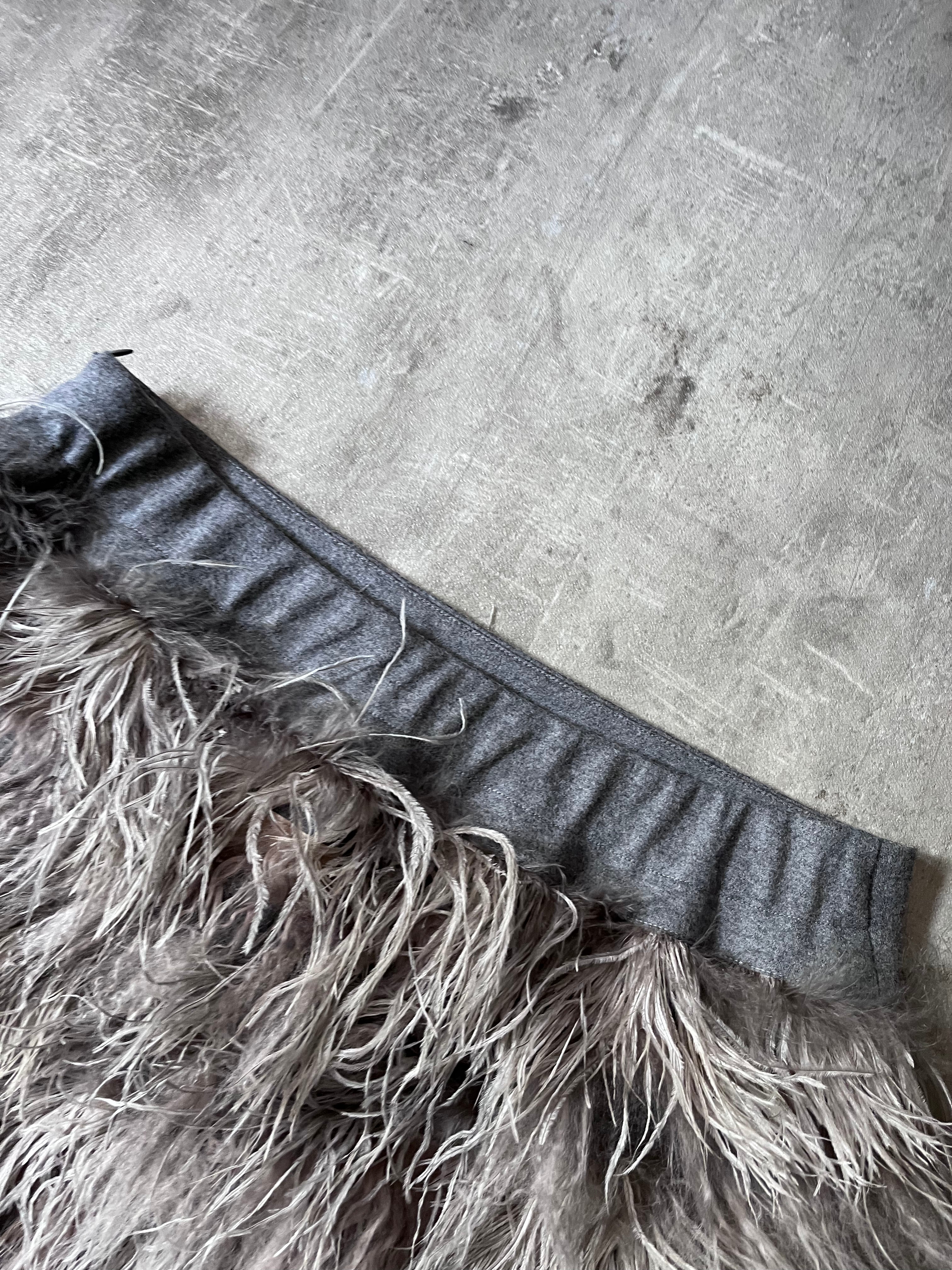 Brunello Cucinelli Ostrich Feather Mini Skirt Grey Women - XL
