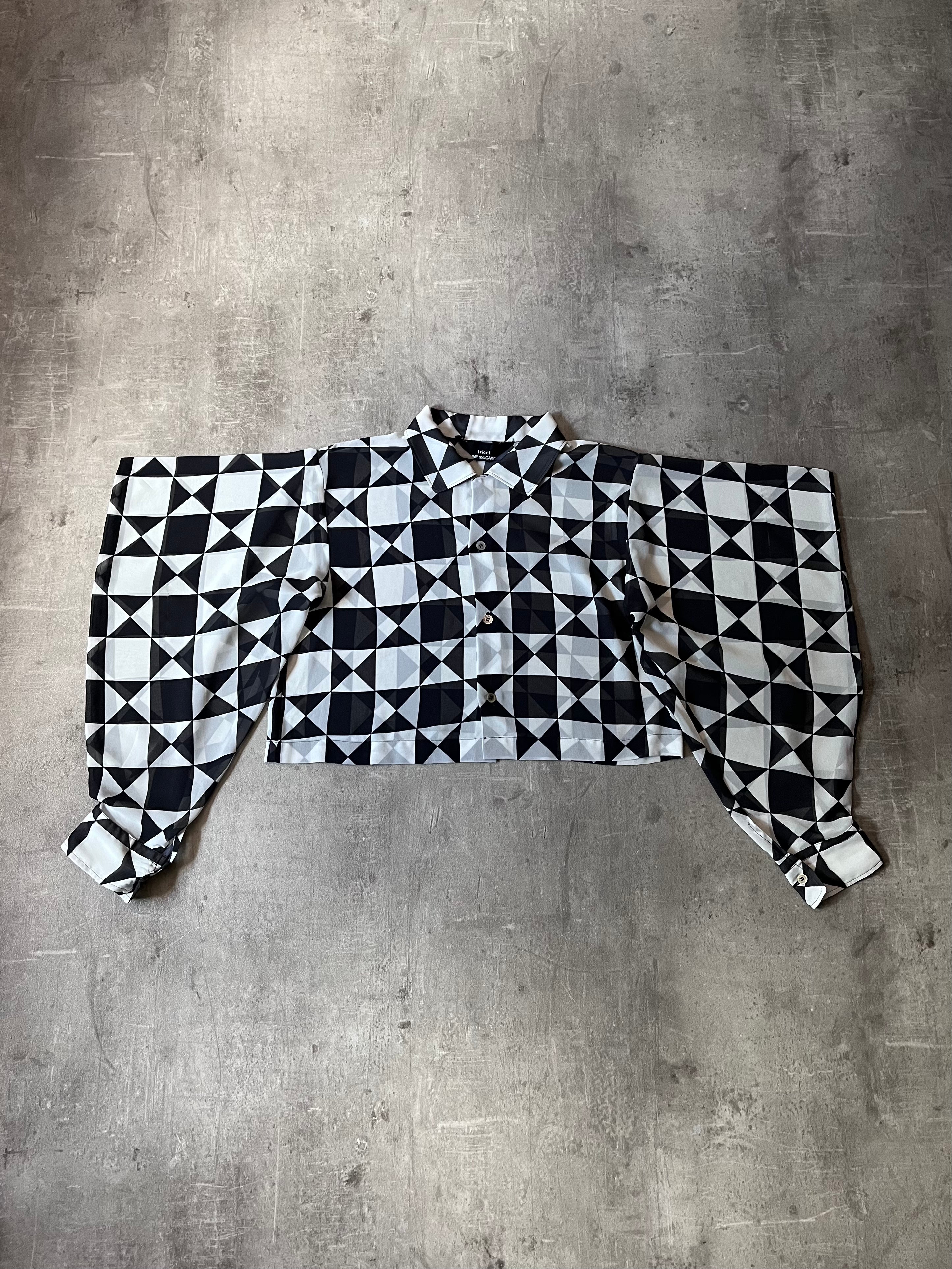 Comme des Garcons Tricot Checkered Cropped Shirt Black White Women - M