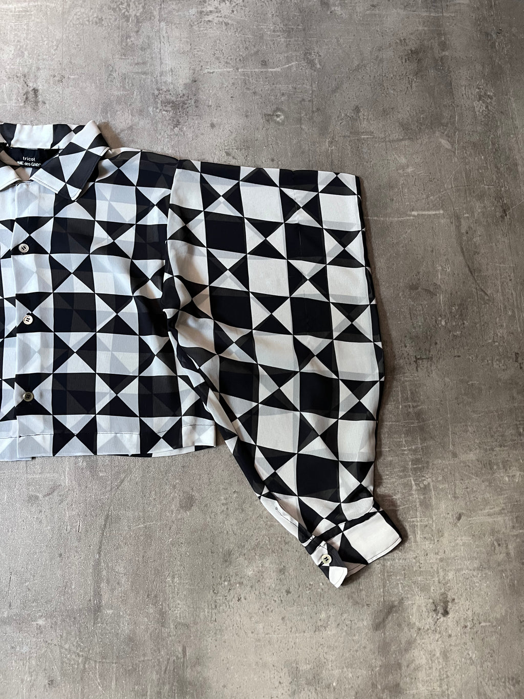 Comme des Garcons Tricot Checkered Cropped Shirt Black White Women - M