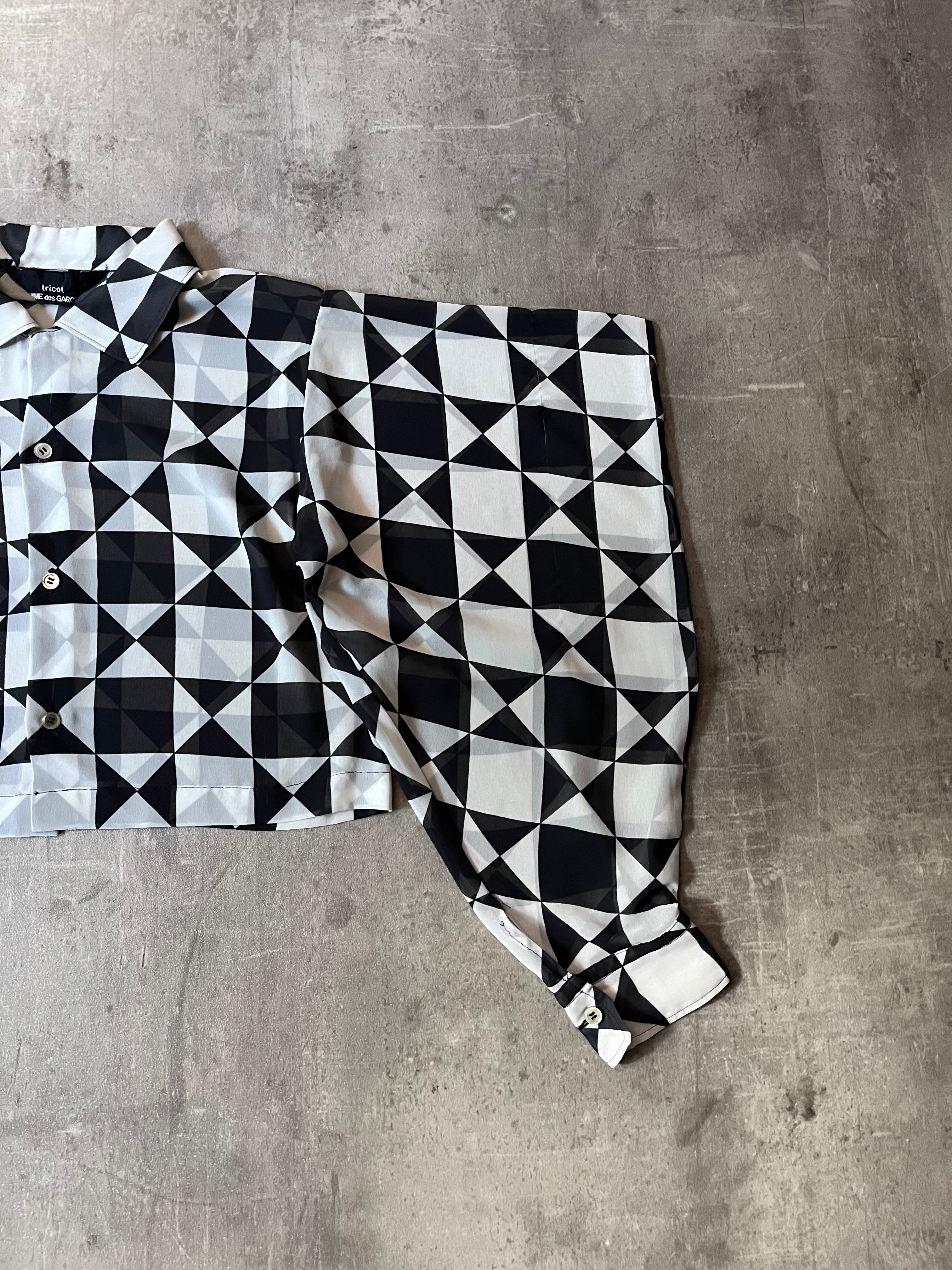 Comme des Garcons Tricot Checkered Cropped Shirt Black White Women - M