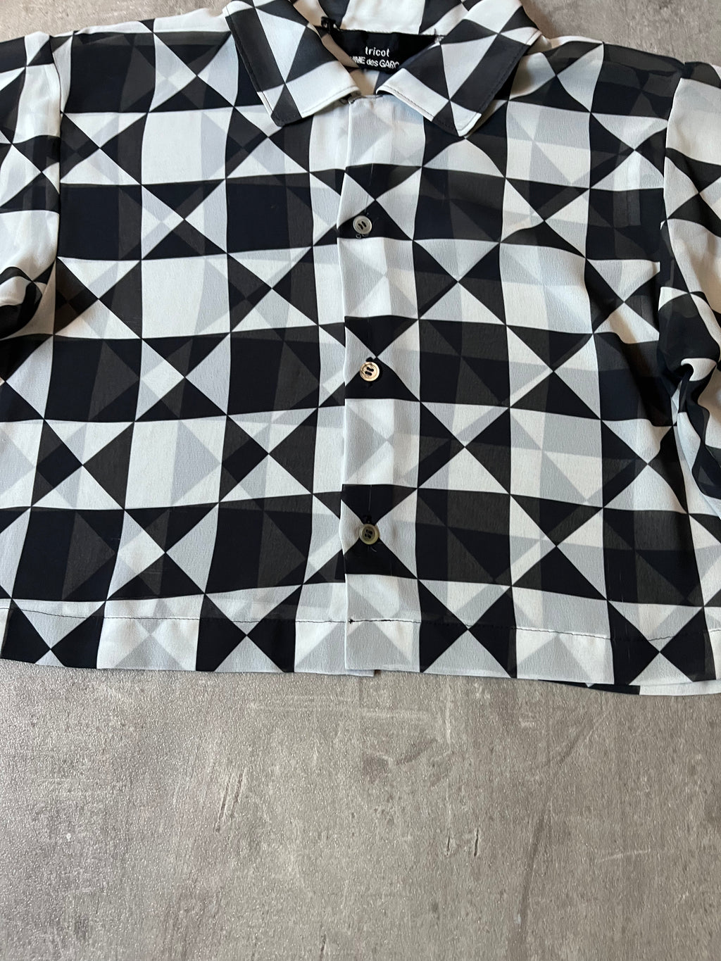 Comme des Garcons Tricot Checkered Cropped Shirt Black White Women - M