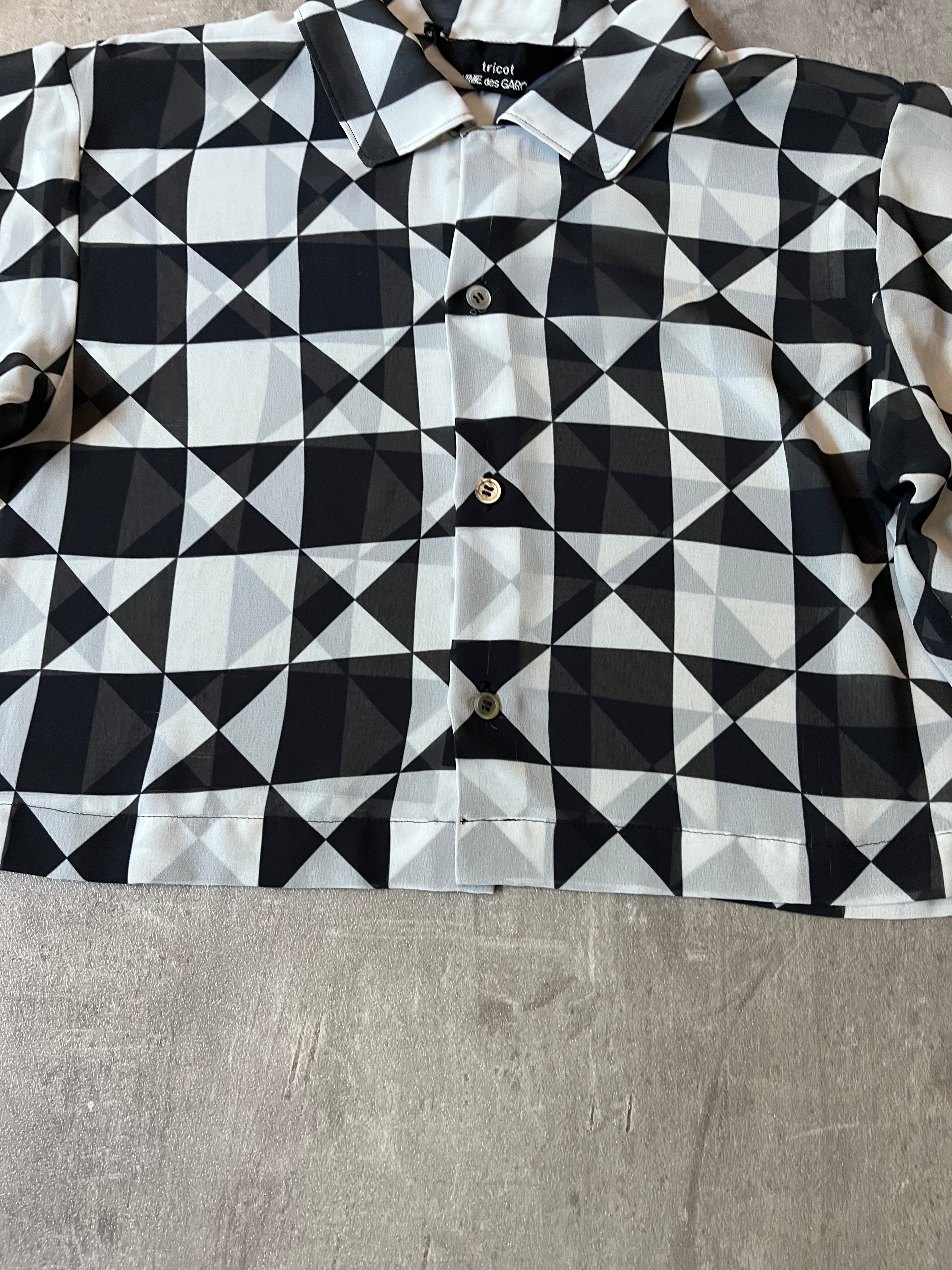 Comme des Garcons Tricot Checkered Cropped Shirt Black White Women - M