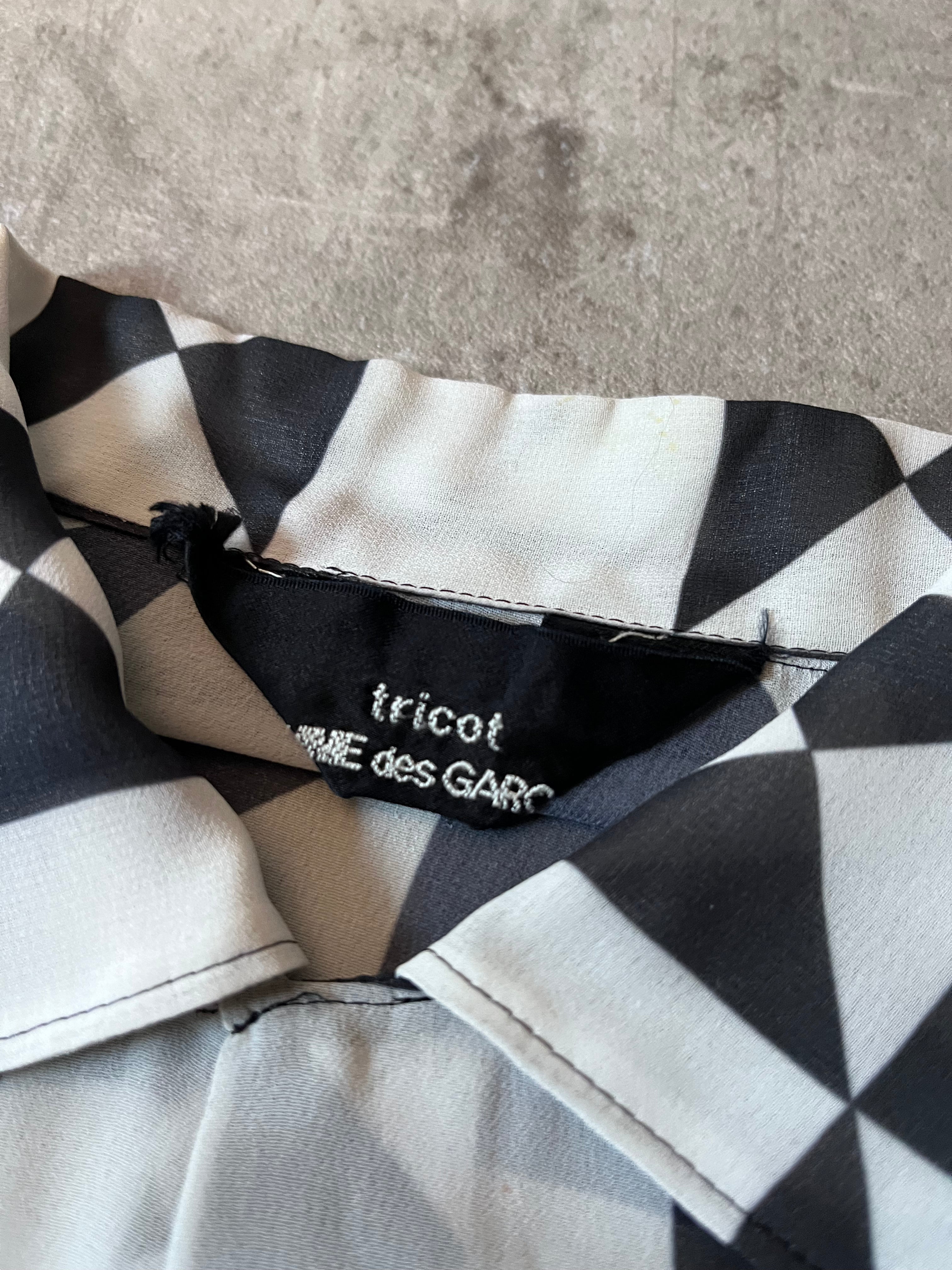 Comme des Garcons Tricot Checkered Cropped Shirt Black White Women - M
