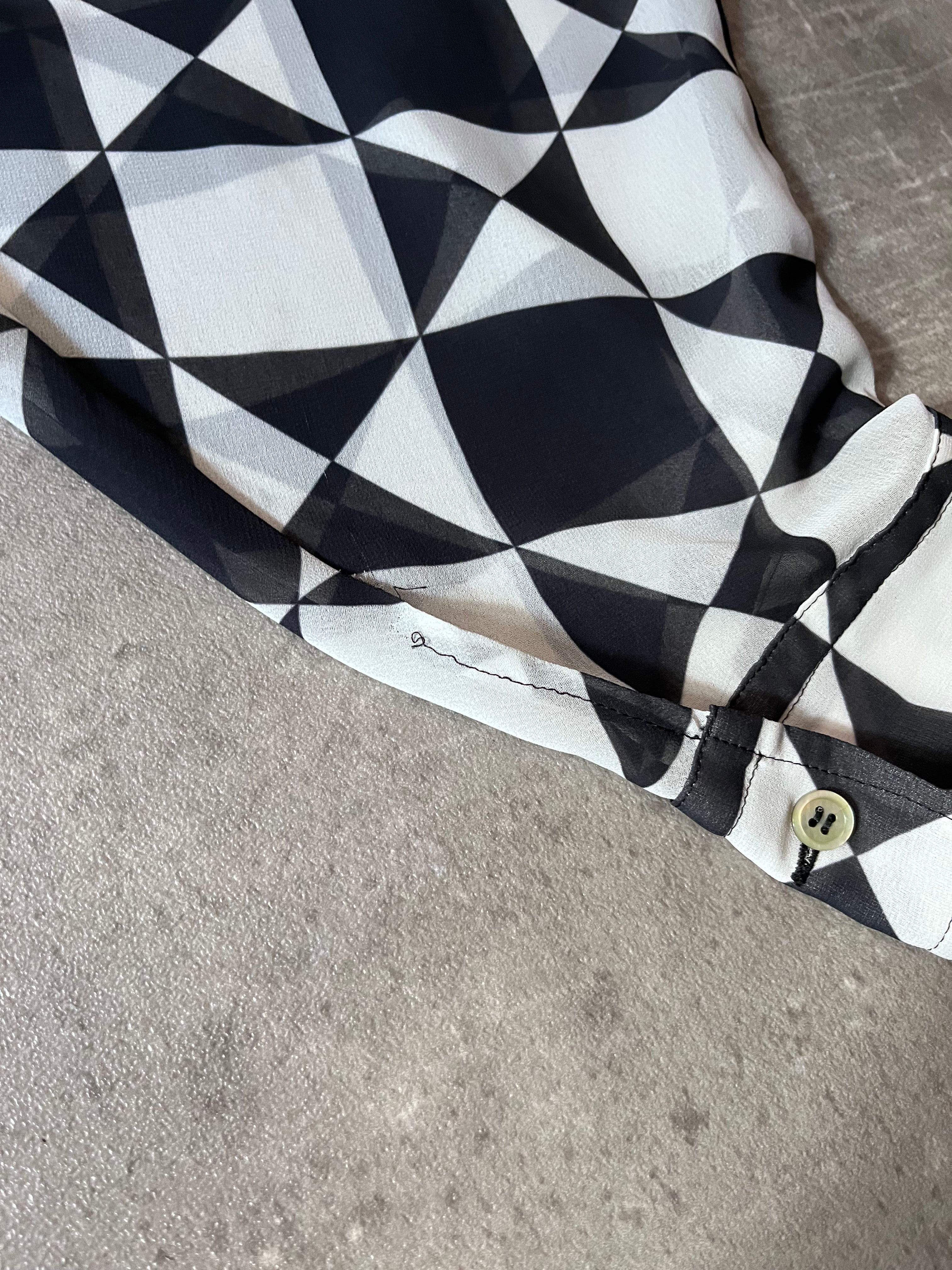 Comme des Garcons Tricot Checkered Cropped Shirt Black White Women - M