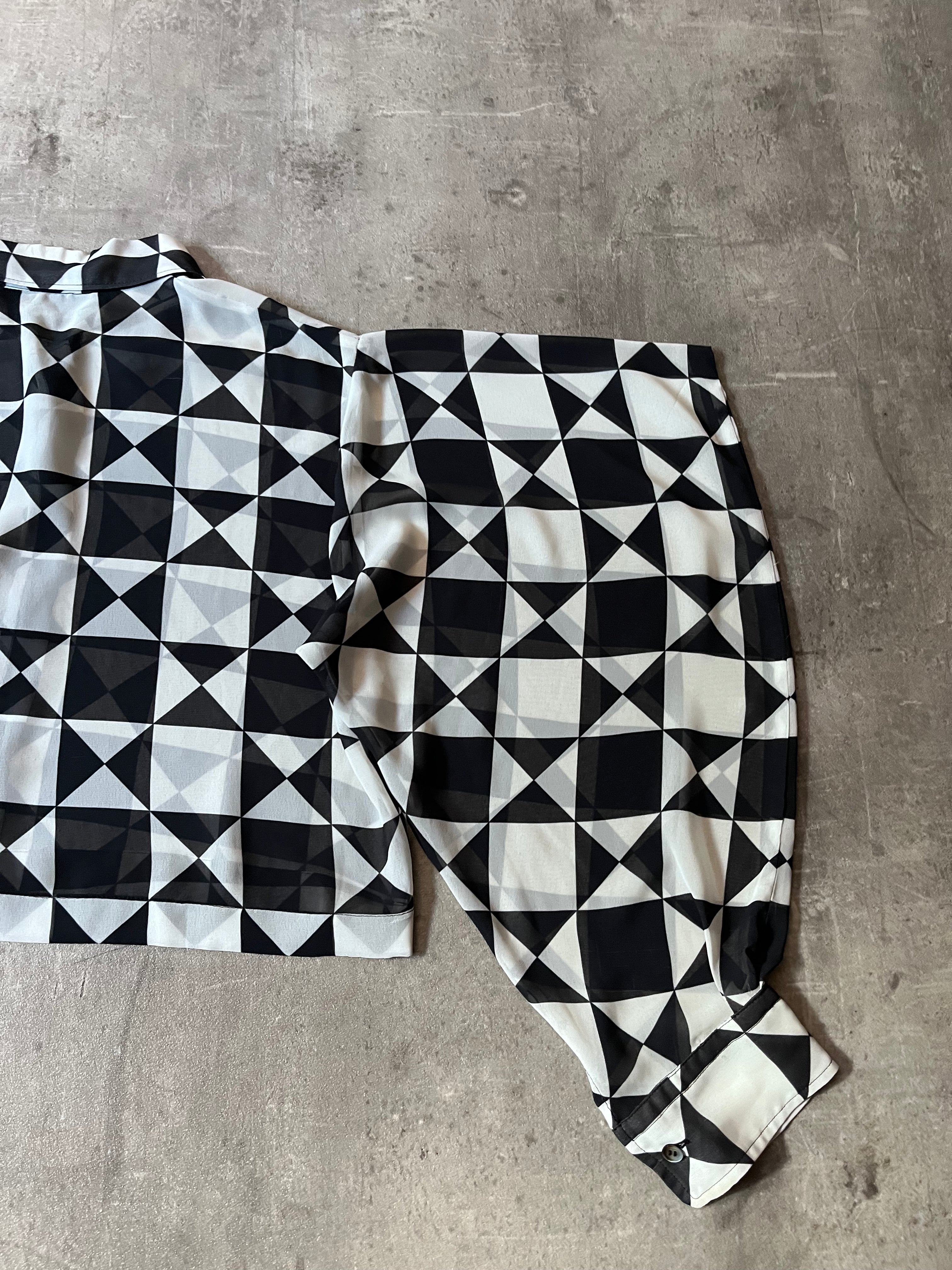 Comme des Garcons Tricot Checkered Cropped Shirt Black White Women - M