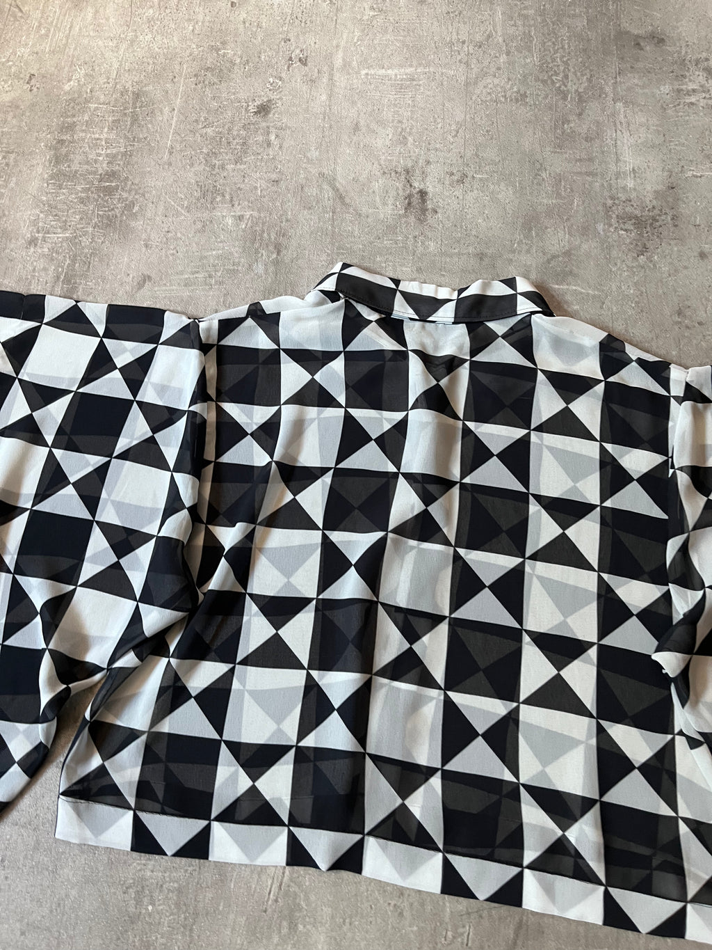 Comme des Garcons Tricot Checkered Cropped Shirt Black White Women - M