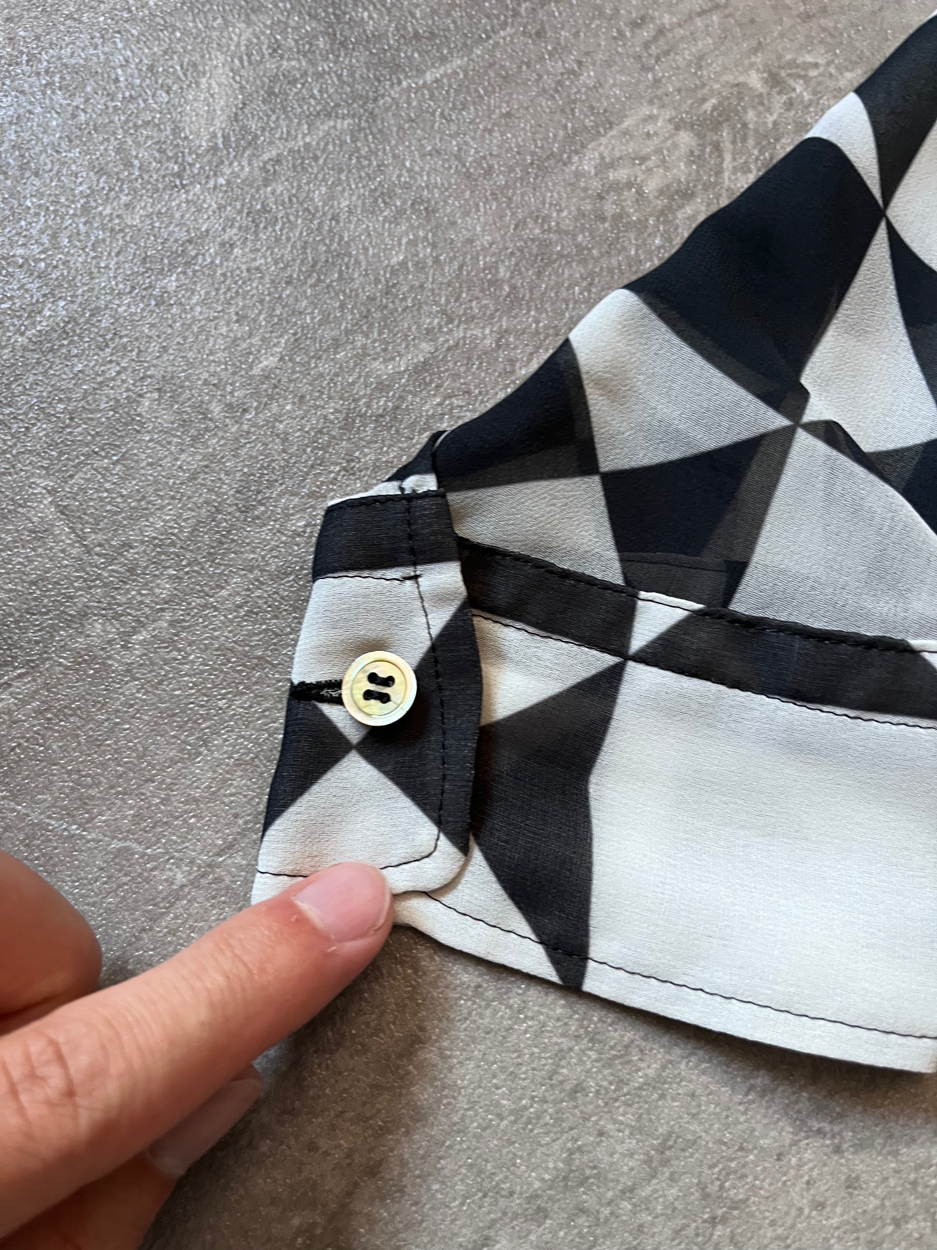 Comme des Garcons Tricot Checkered Cropped Shirt Black White Women - M