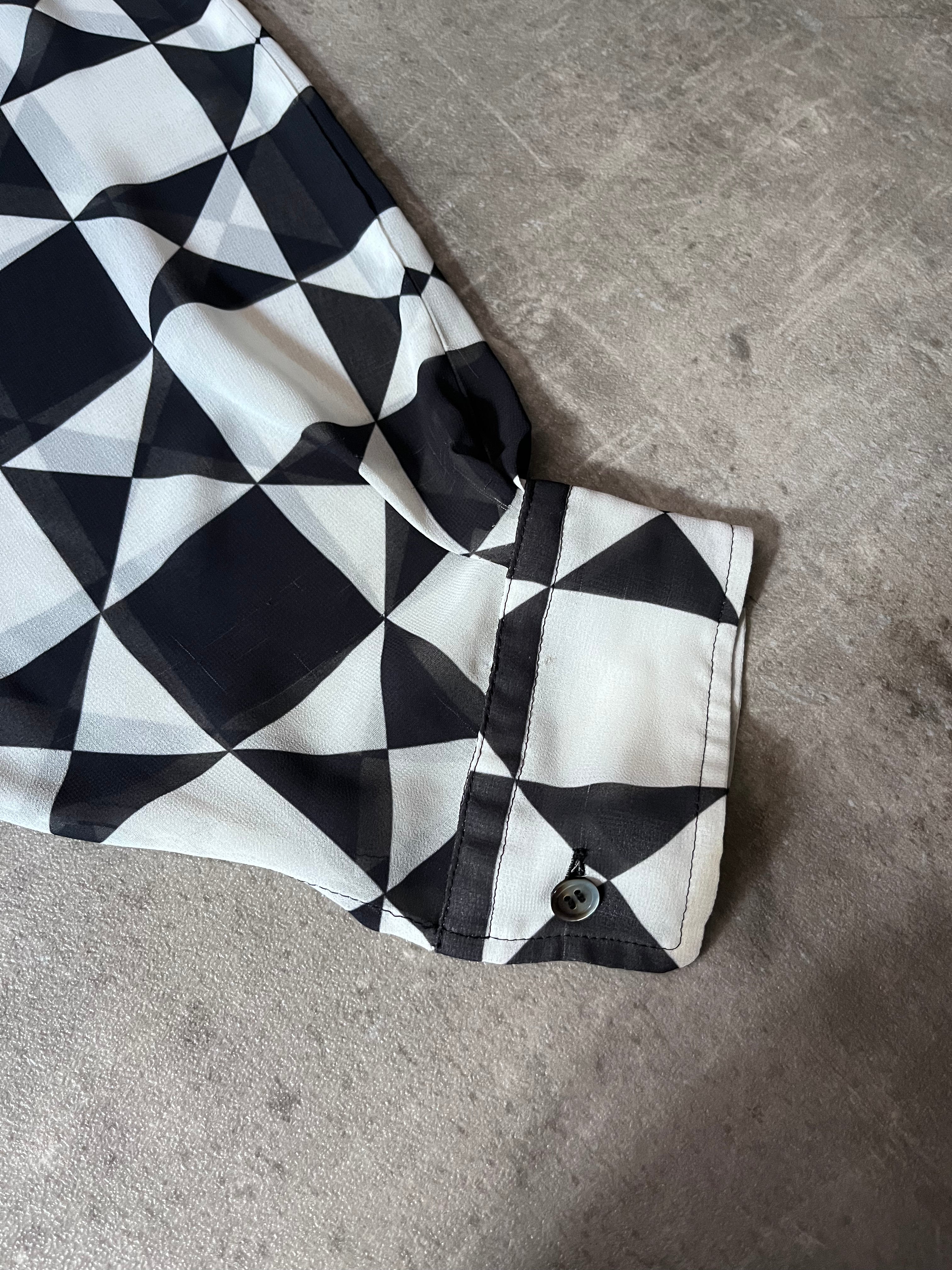 Comme des Garcons Tricot Checkered Cropped Shirt Black White Women - M