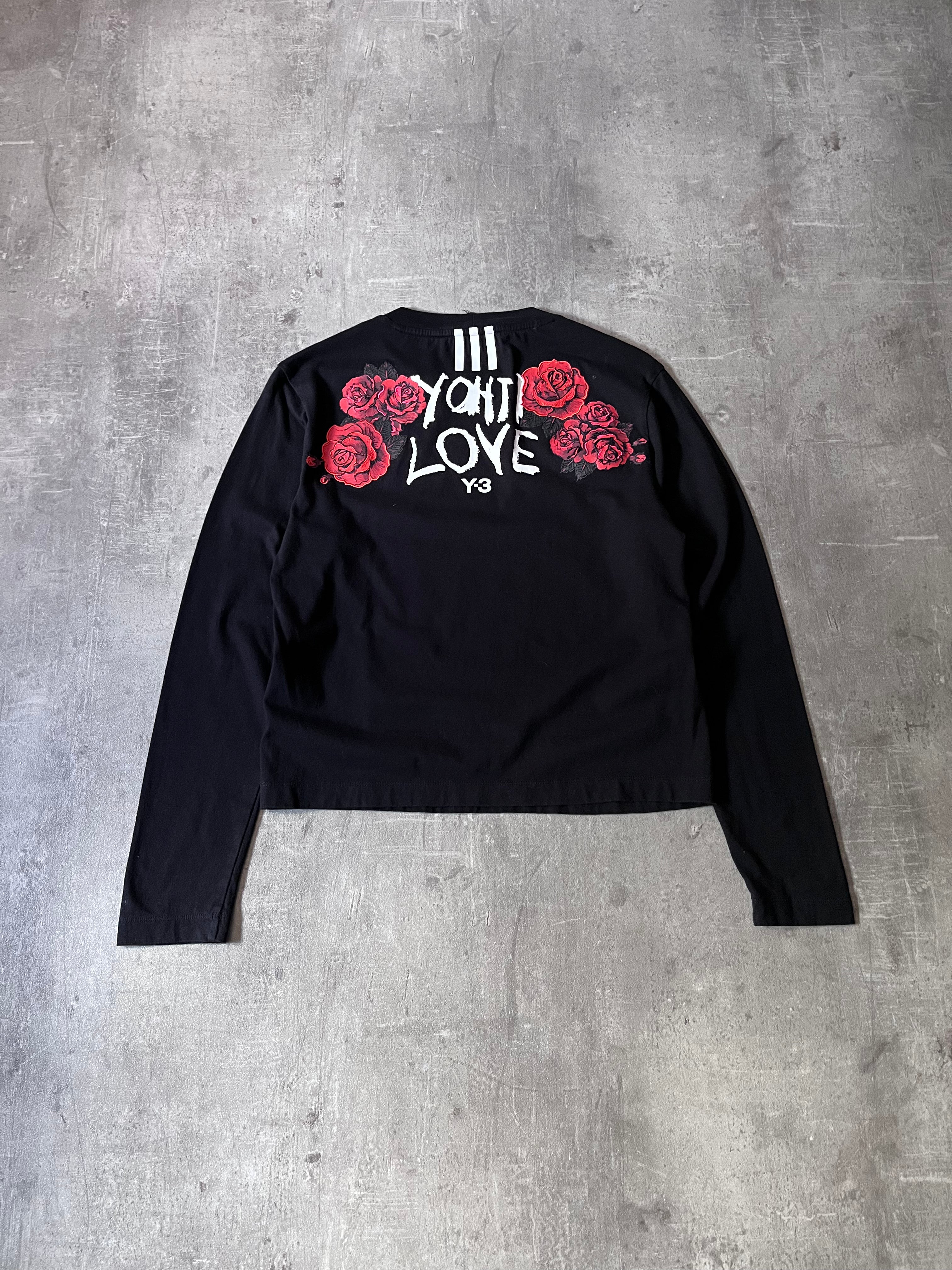 Y-3 Yohji Yamamoto x Adidas Love Yohji Rose Print Long Sleeve Black Women -M