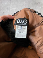 F/W 2002 Dolce & Gabbana Corduroy Embroidery Flower Corset Brown Women - L