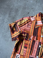 Jean Paul Gaultier All Over Bookshelf Print Short Sleeve Jacket Orange Women - M