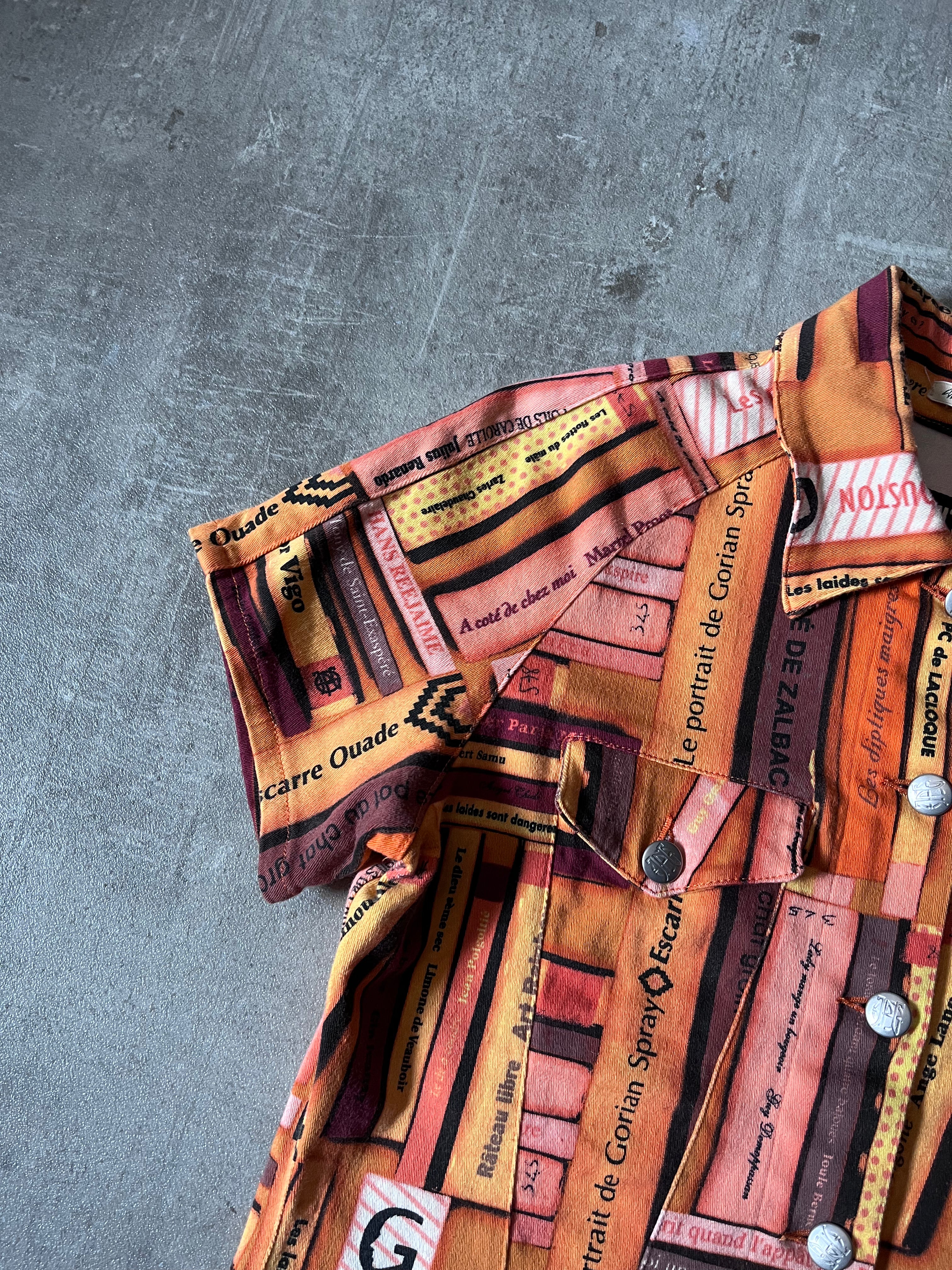 Jean Paul Gaultier All Over Bookshelf Print Short Sleeve Jacket Orange Women - M
